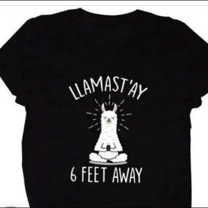 Llamast'ay 6 Feet Away Short Sleeve Casual Cotton-Blend Shirt